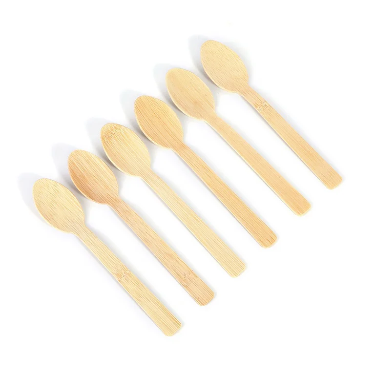 Eco disposable natural mini spice bamboo kids spoon cutlery travel bamboo sugar salad tea salt baby knife fork spoon cutlery set