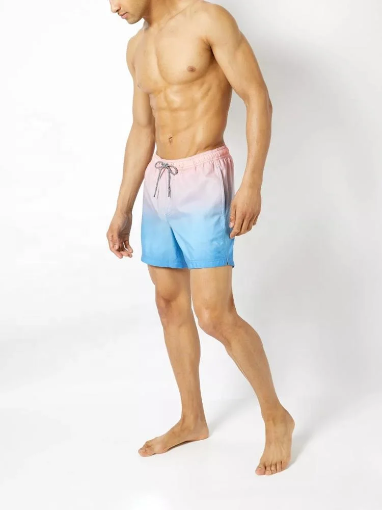 
Custom Hawaii style Mens beach shorts Blue Dip Dye Print Swim trunks made in china 