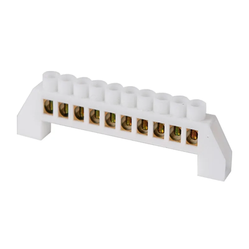 Bridge Design Zero Line White 5P 7P 10P12P Screw Brass Copper Grounding Strip Earth And Neutral Terminal Block Connector