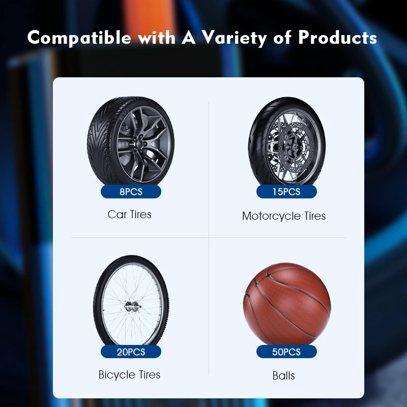 
Licheer Tire Inflators MINI Portable Car Motorcycle Bicycle Air Pump 6000mAh Battery Powered Operated Car Tyre Inflators 