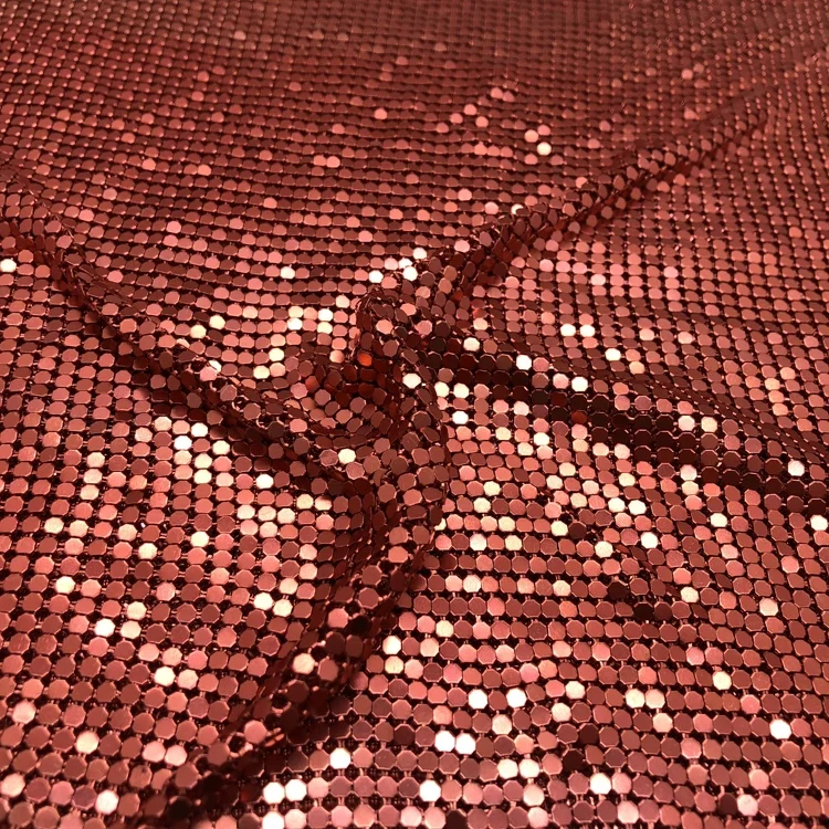  FC057 Красивая Гальваническая красная ткань Chainmail с металлическими блестками оптом для сумок