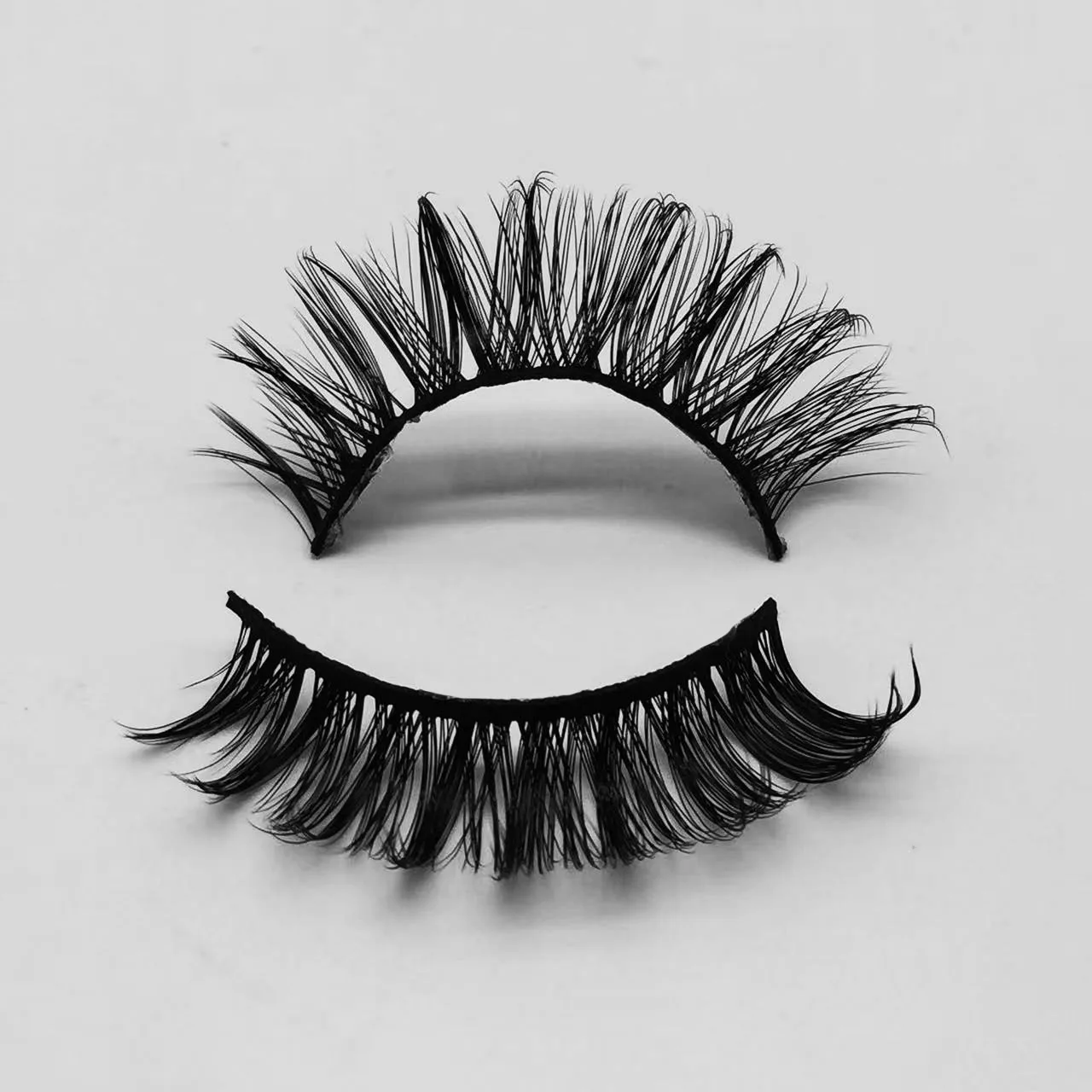 Custom wholesale faux mink lash natural 3d russian strip eyelashes d curl handmade Russian Strip Lashes Eyelashes