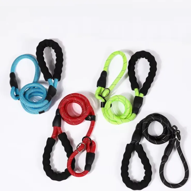 China new arrivals premium modern plain blue mini dog training running braided climbing short round rope strap tape collar leash