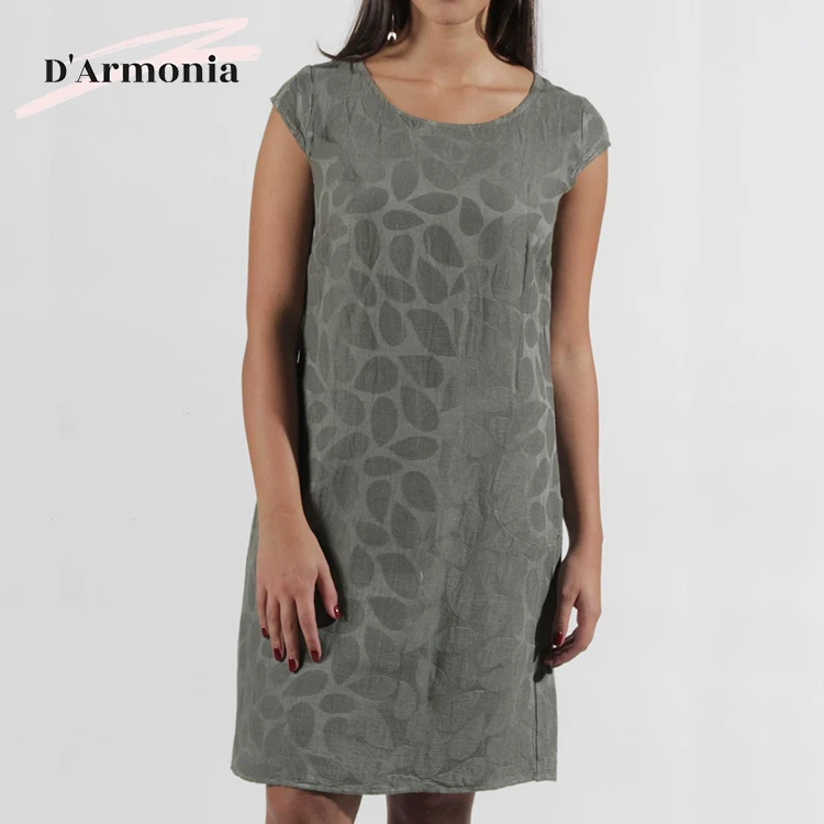 
Low Price O-neck Daily Dress Silm Solid Dress For Women Made In Italy 