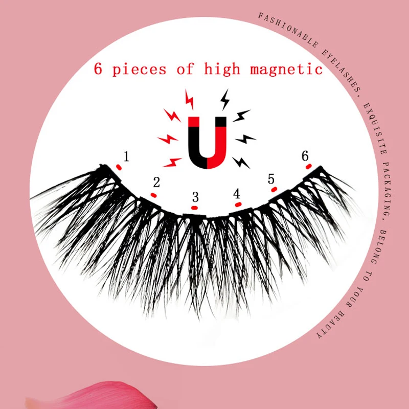 private label box packaging invisible 6 magnets 3d magnetic false faux mink eyelashes kit with adhesive eyeliner and tweezers