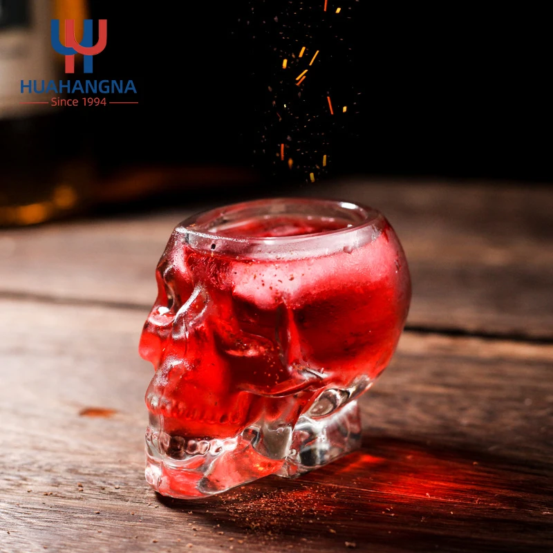 Cocktail Glasses Unique Custom Logo Sublimation Skull Shaped Crystal Clear Vodka Shot Glasses For Gift