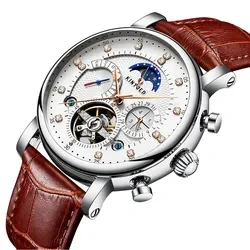 2023 Fashion Leather Watches men luxury chronograph moon phase automatic mechanical watch for men