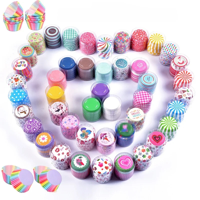 High Temperature Paper Disposable Cake Topper Decoration Baking Tool Colorful Anti Oil Paper Cupcake Liners