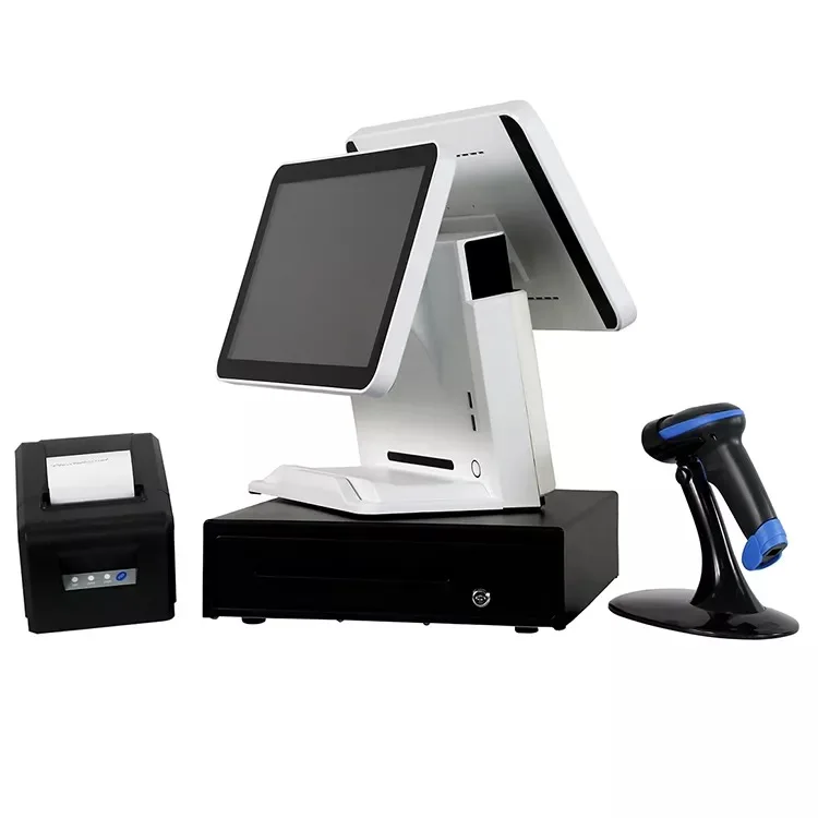 15.6 inch dual screen touch pos system for restaurant retail windows 10 11 pos machine all in one