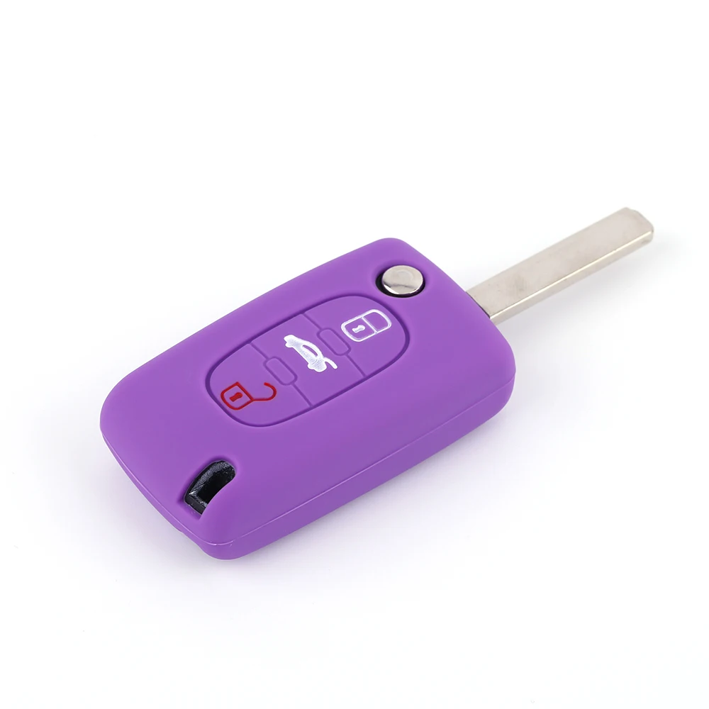 Silicone Car Key Fob Cover For Citroen C-Quatre Peugeot 307 308 407 408 car key case accessory with Logo