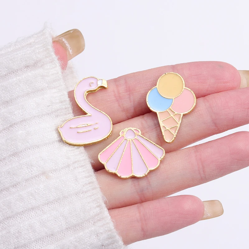 Cute Drink Coconut Animals Enamel Pin Brooch Ice Cream Lapel Travel Starfish Badge Accessories Shell Summer Beach Vacation Gifts