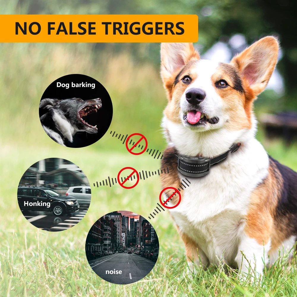 Automatic Electric Pups Dog Training Bark Shock Collar Waterproof Stop Bark Collar Pet Rechargeable Anti Bark Control Device