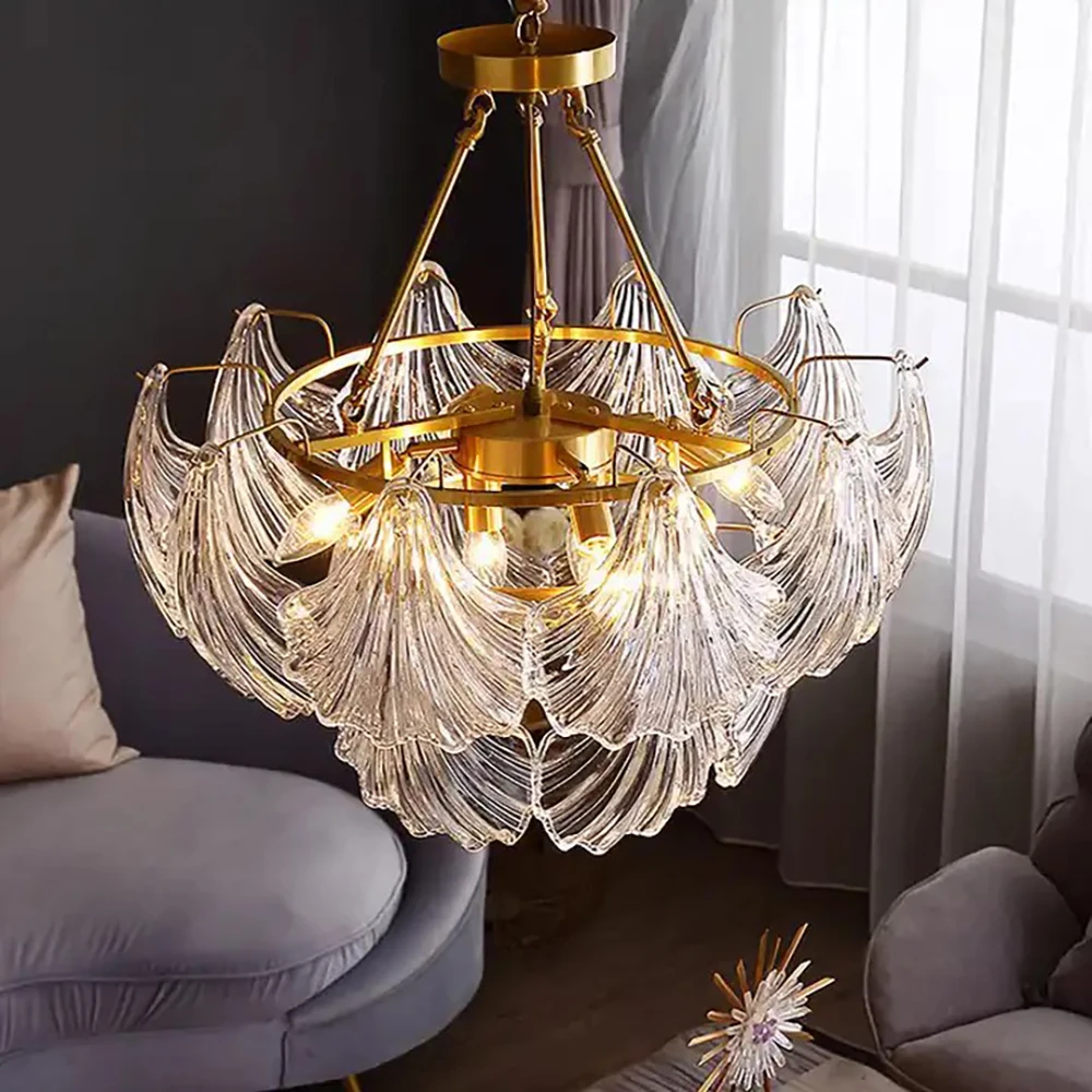 Deco Customizable High Ceiling Apartment Capiz Shell Chandelier Luxury Shell Lamp Upscale Bedroom Dining Room French Chandelier