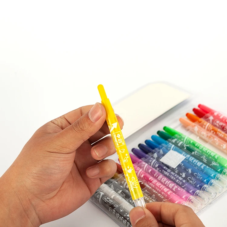 Factory Customization Fancy 24 Color Non Toxic Twist Plastic Rotation Silky Crayon Smooth Drawing Crayon