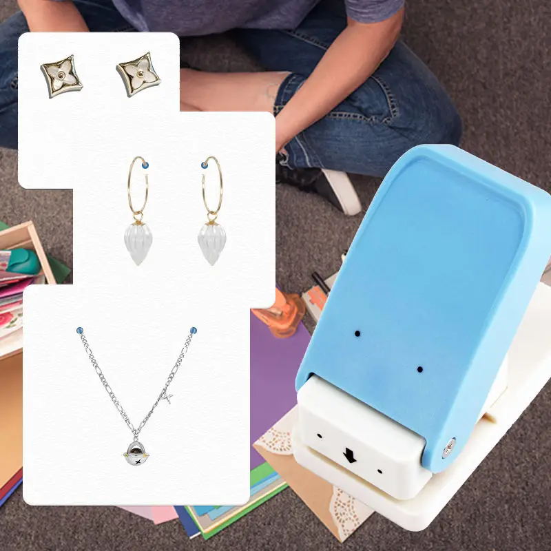 Small Easy To Carry Two Holes Earing Card Punches Craft Lever Earring Card Hole Punch