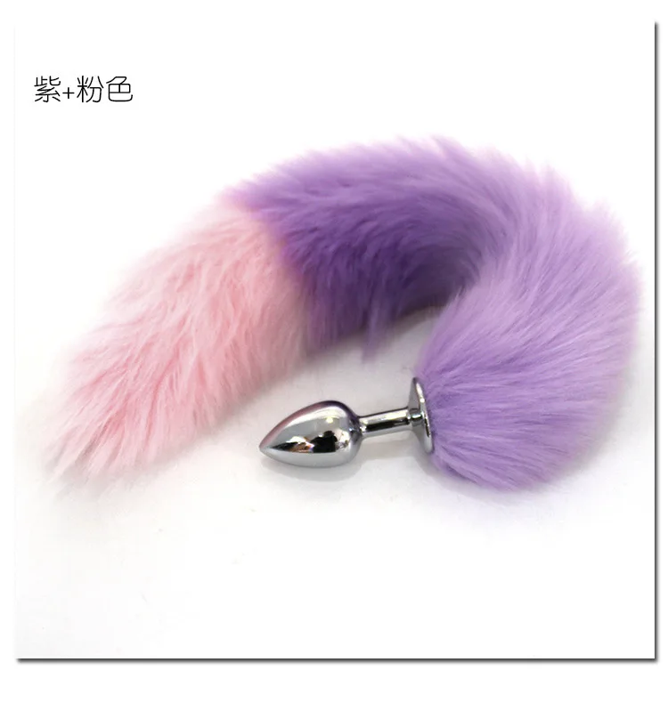 Direct Factory Colorful Pink Black Purple White Alan Lock Butt Plug Fox Tail Anal Plug with Mixed Colors