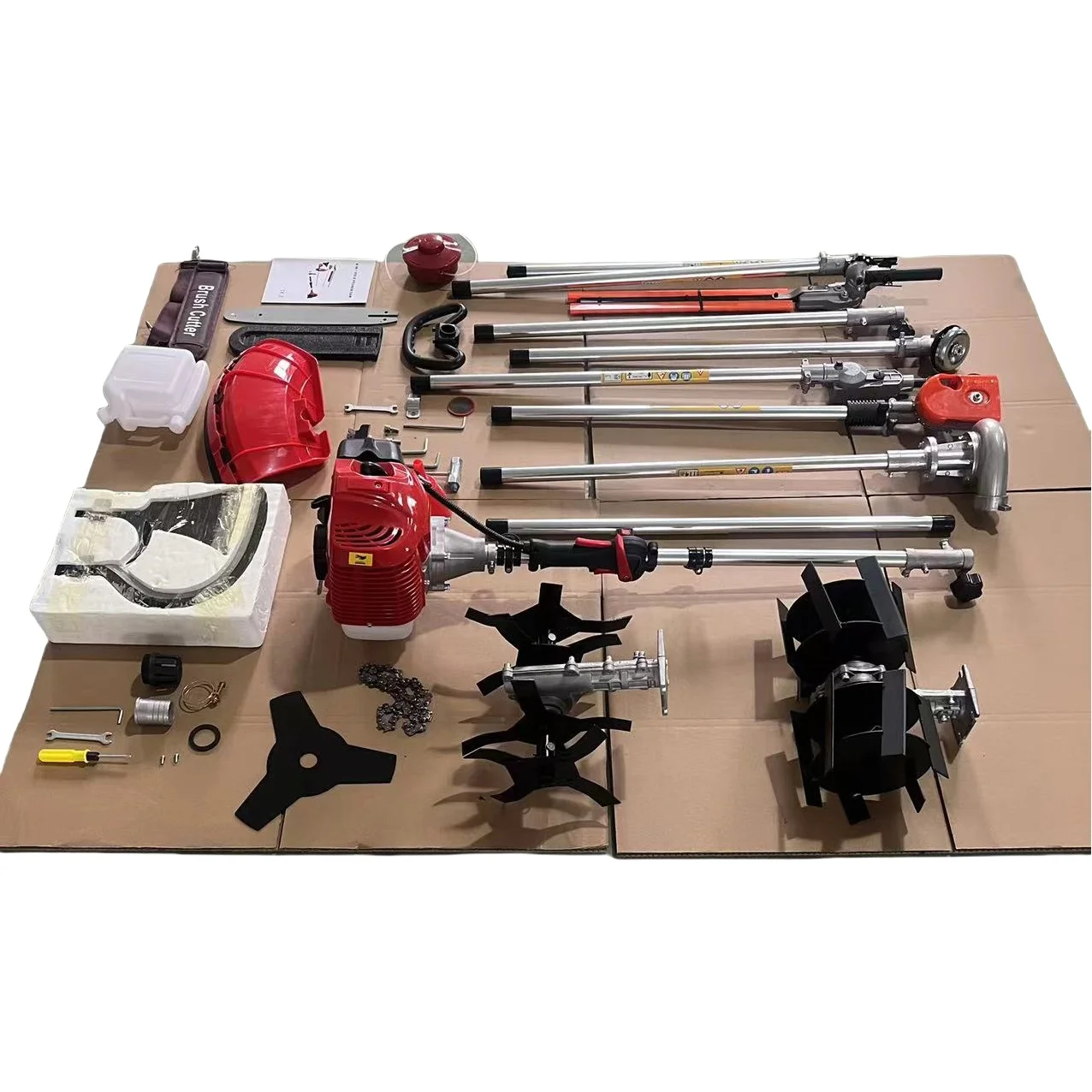 6-in-1 52CC Industrial 2-Stroke Gasoline Power Brush Cutter Multi-Purpose for Grass Cutting Metal Blade with Carburetor