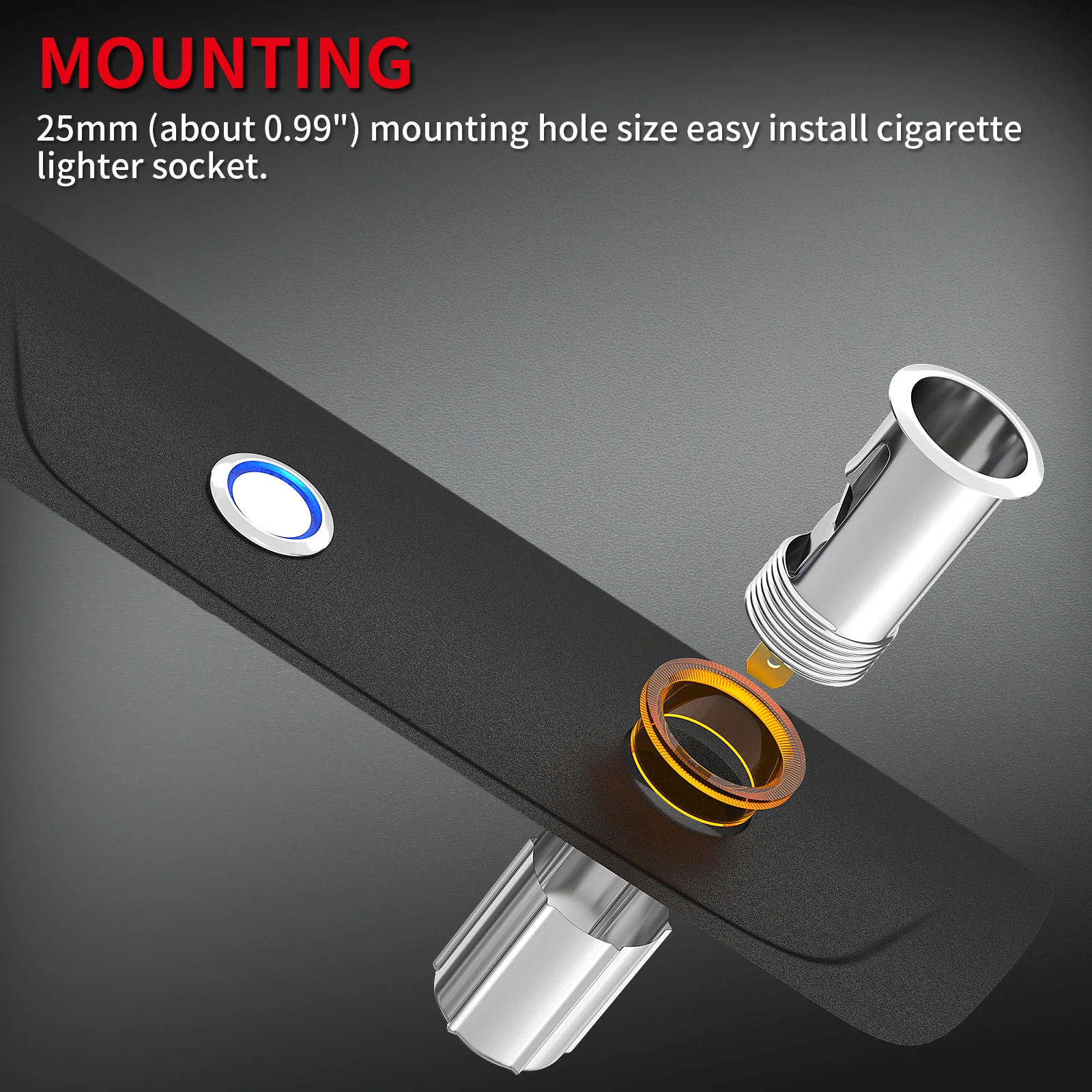 Daiertek DR-07 Car Cigarette Lighter Plug 12V Socket With LED Ring Eject Button Replacement Accessory For Automotive Car Golf