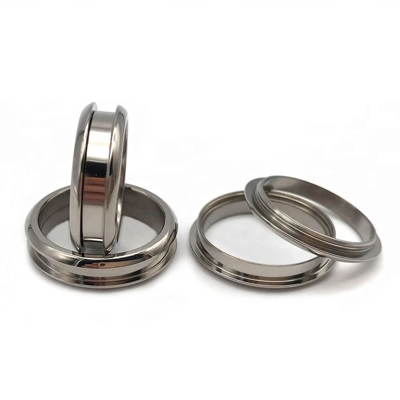 Wholesale Customized DIY Jewelry Beveled Edge 6mm 2 Pieces Stainless Steel Ring Blanks For Inlay With Screw
