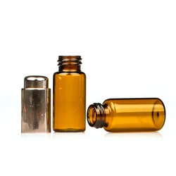 Wholesale price 4ml essential oil amber perfume glass vial with gold cap