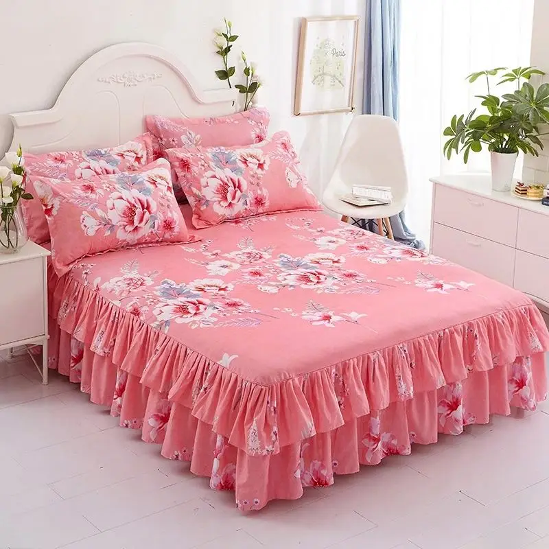  The Factory price Floral Fitted Sheet Cover Wedding Housewarng Graceful Bedsprd Lace Bed