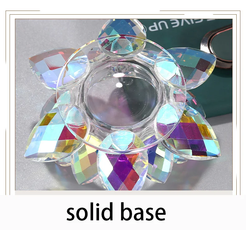 Nail Polish Remover Lotus Shape Storage Crystal Bowl Cup with Lid