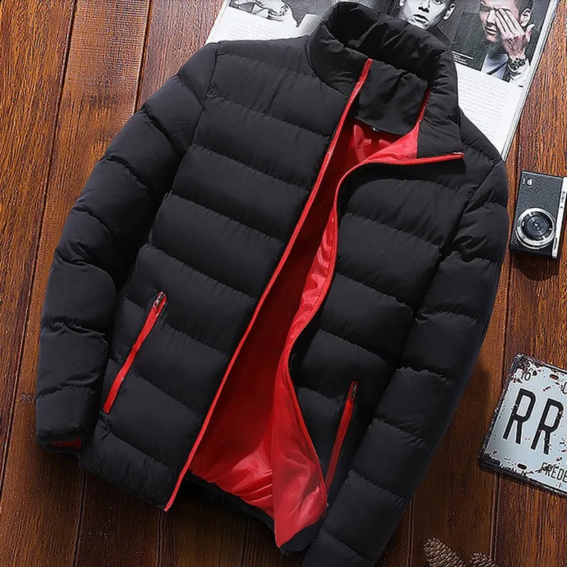 2021 зимняя мужская куртка Erkek Mont, модная мужская куртка с воротником стойкой, Мужская однотонная плотная куртка, пальто, мужская одежда (1600342889522)