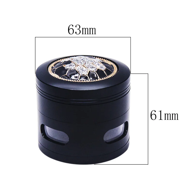 GZ3363132 Tobacco Spice Herb Grinder Smoking Accessories Metal Zinc Alloy Wholesale  63mm 4 Layers custom