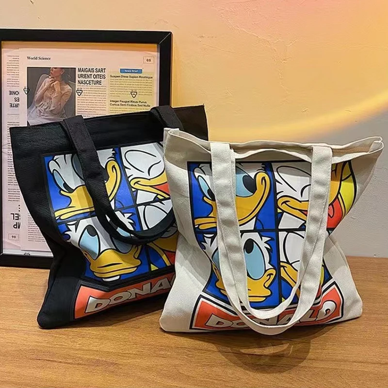 New Fashion Luxury Cotton Canvas Tote Bag Custom Printed Logo With Leather Handle