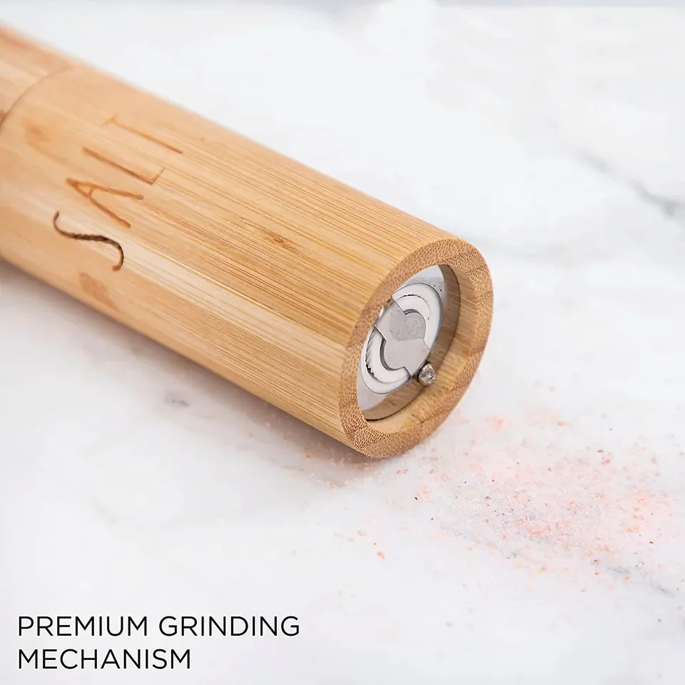 Elegant Sustainable bamboo Pepper and Salt Grinder Set for Seasoning Cooking Dining (1 pack)
