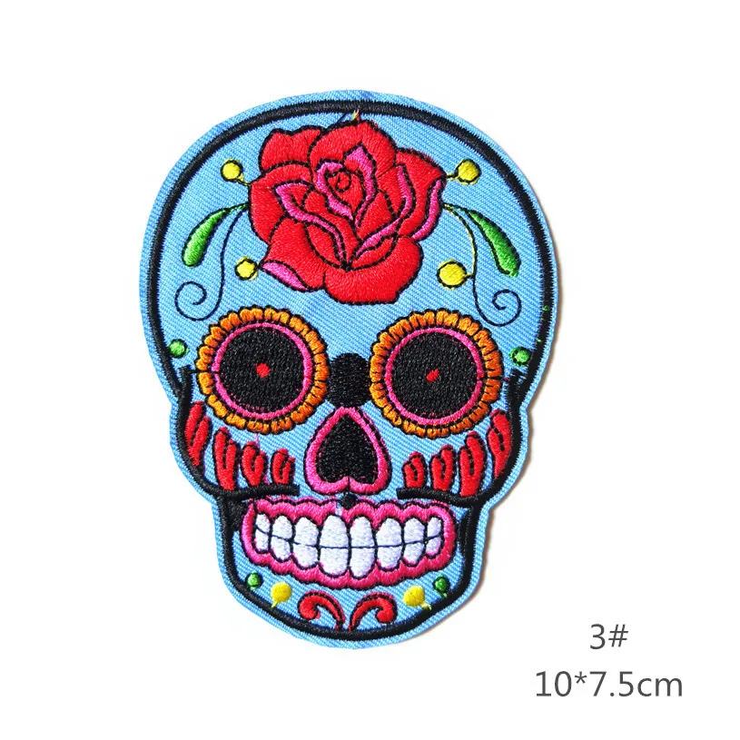Boutique Embroidery Cloth Stick Skeleton Ghost Head High-end Garment Accessories Chest Sticker Fabric Handmade Chenille Resin