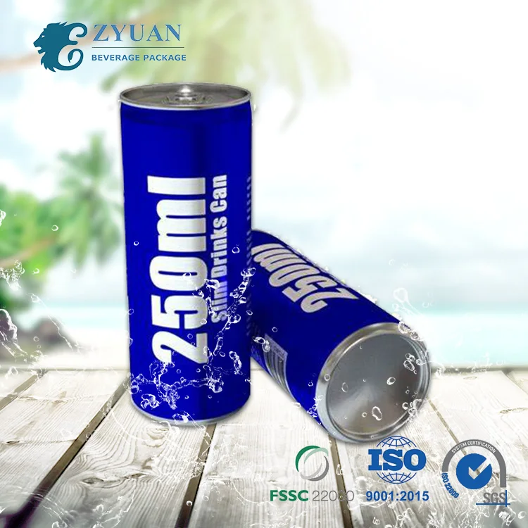 250ml Slim Environment-Friendly Empty Blank Customized Printing Empty Beverage Aluminum Soda Can