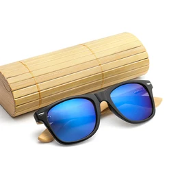 Fashion Wooden Bamboo Sunglasses with Polarized Lenses Squake Large Size Logo Customized  Color Selectable for Men