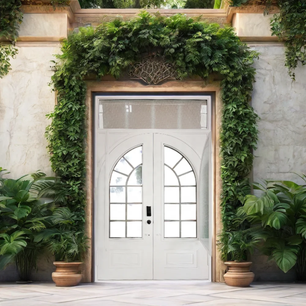 Customizable Minimalist Forged Iron French Door Set Matt Black Villa Entrance Openable Glass Outdoor Security Door