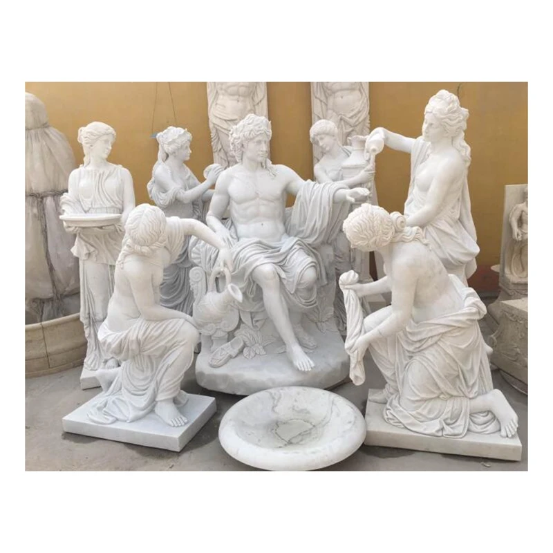 Natural white marble stone carving woman sculpture male statue