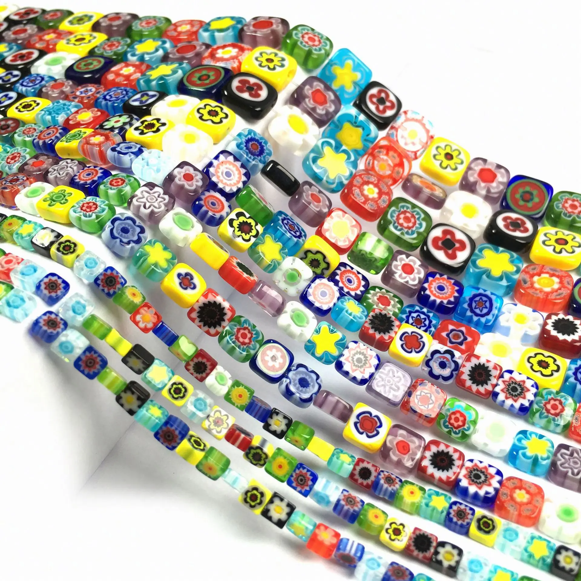 2021 новые Разноцветные квадратные остекленные бусины в форме тысячи цветов 6/8/10 мм для изготовления ювелирных изделий своими руками