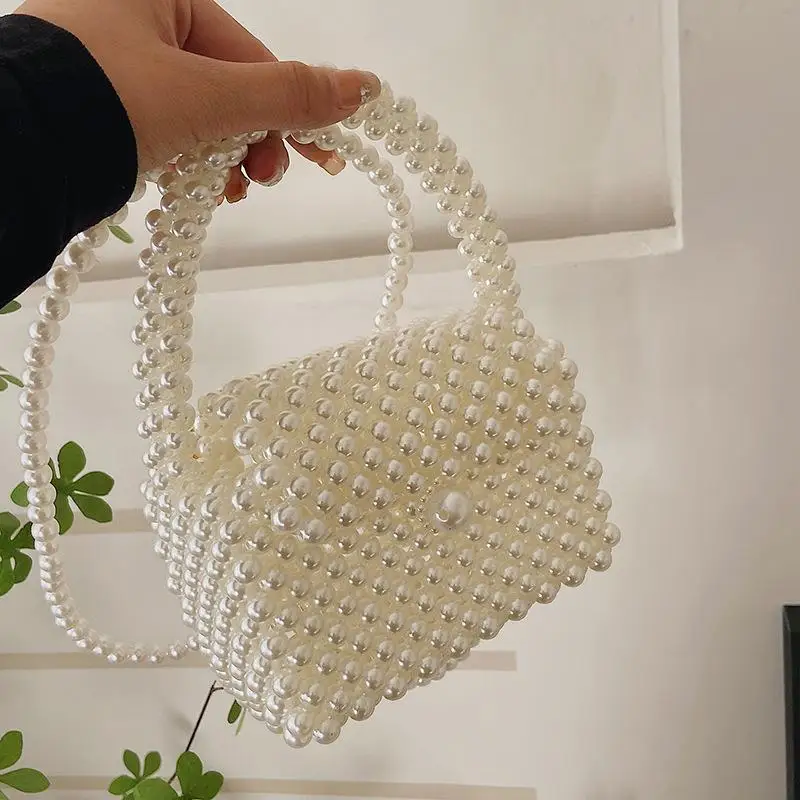 Handmade Woven Beaded Pearl Bags For Women New Fashion Niche Design Single Shoulder Messenger Bag for women