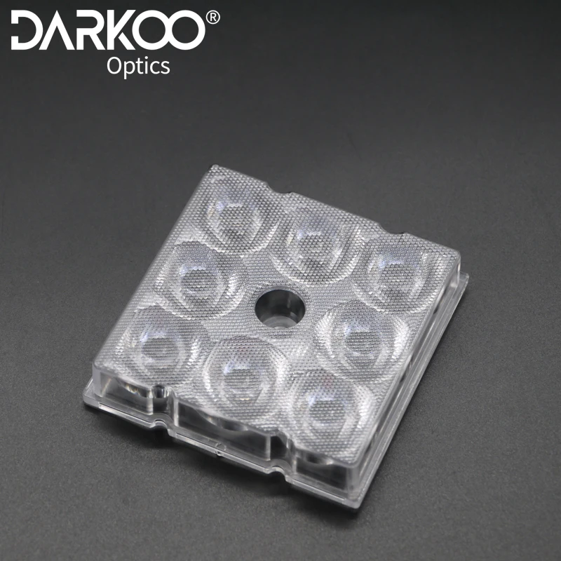 High Power 60mm 60 Degree Led Optical Lens Square Module Lens Secondary Optical lenses 8 leds lens