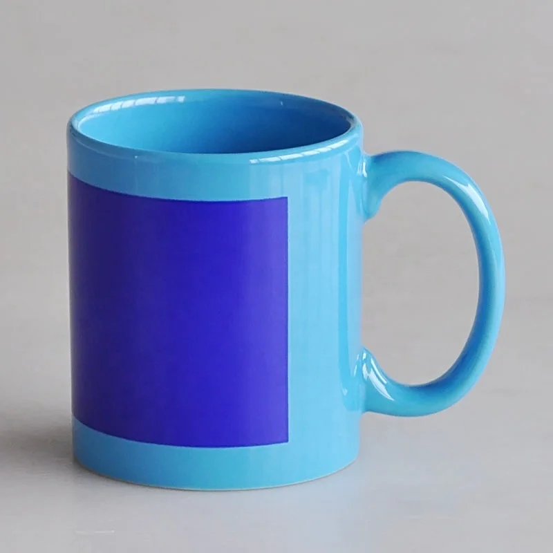 11OZ full glazed sublimation mug with white patch photo DIY sublimation mug factory premium quality heat transfer mug