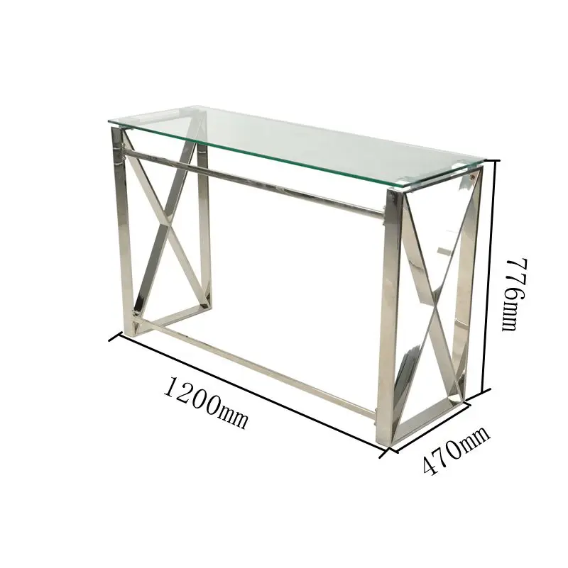 Scandinavian design transparent rectangular stainless steel legs high coffee table for living room bedroom computer balcony use