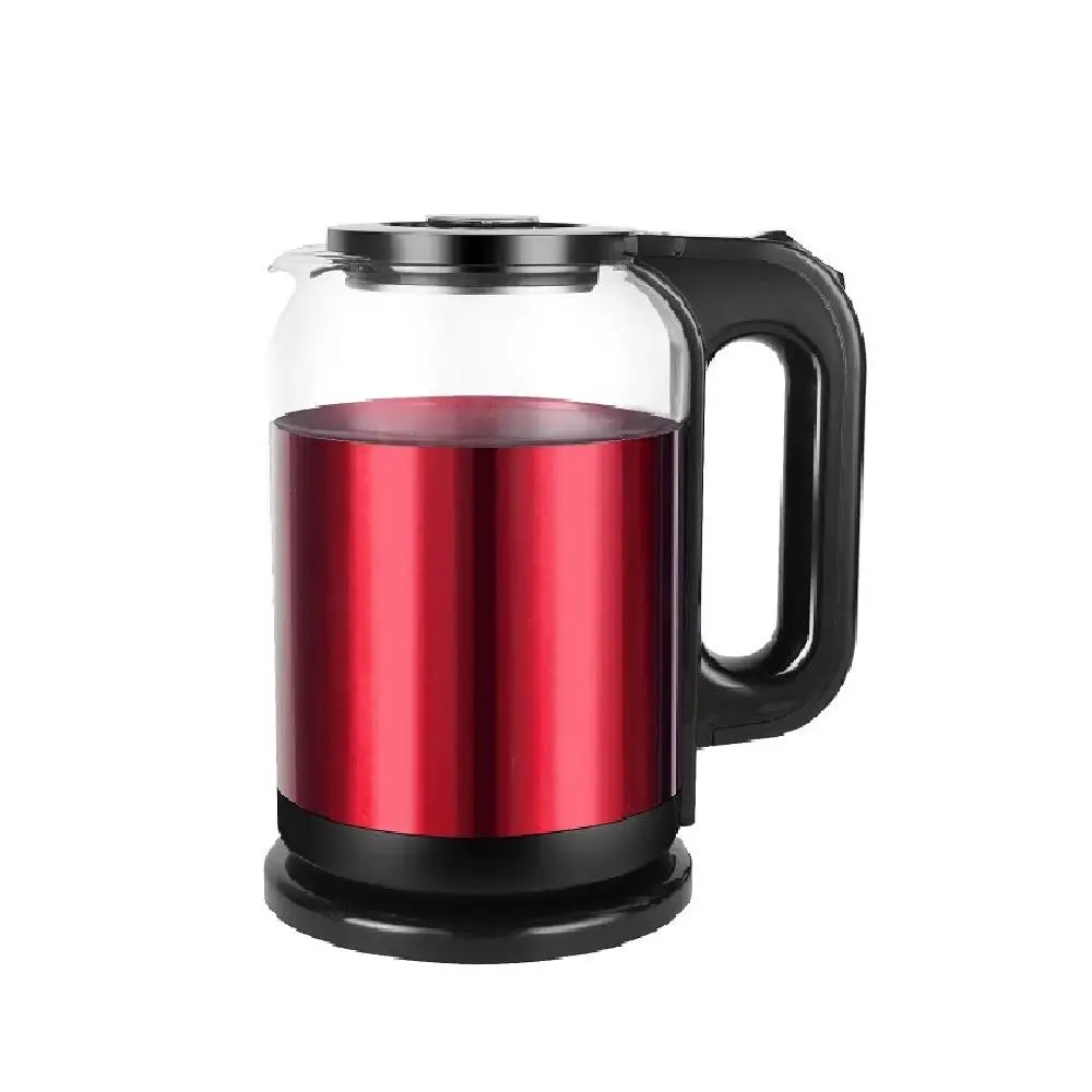 2023 new design auto shut off cheapest outer steel double wall thermal coffee tea pot glass kettle for boiling water
