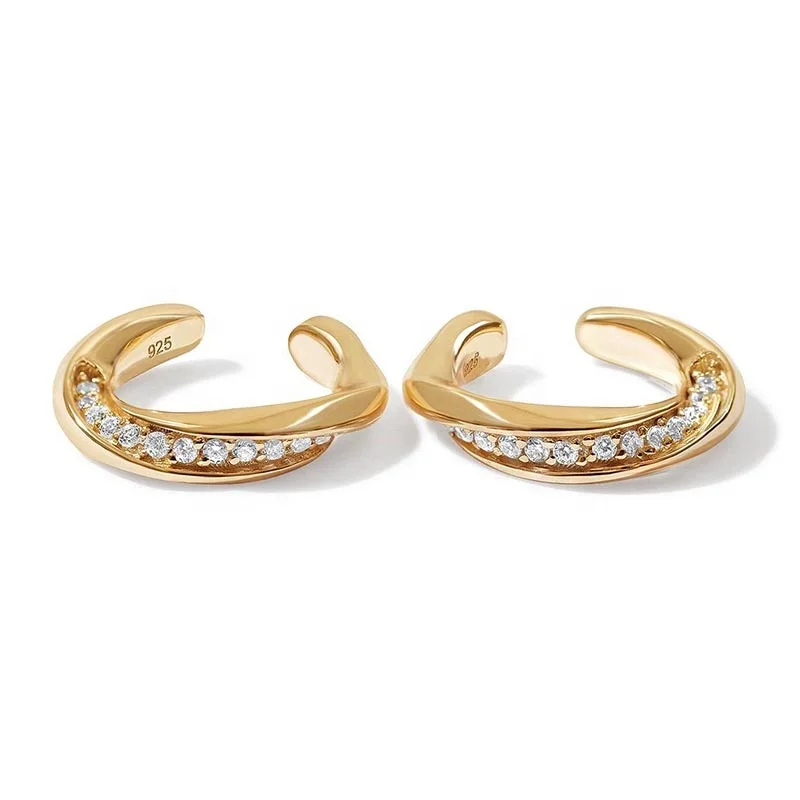 Milskye new arrival high quality mini diamond 925 silver irregular twist ear clips
