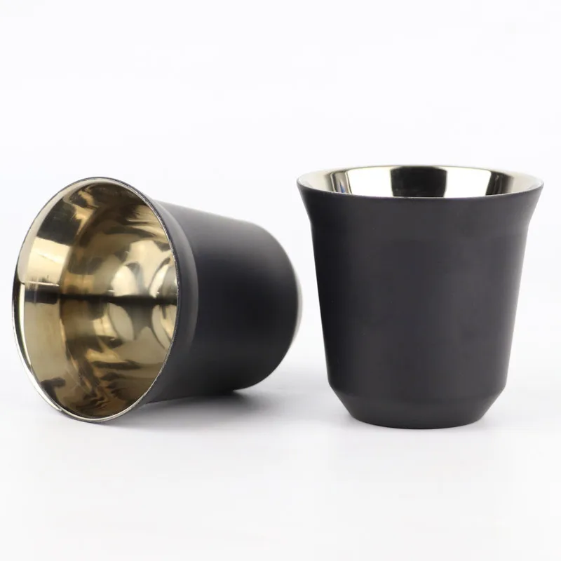 Изготовленным на заказ логосом с двойными стенками из нержавеющей стали эспрессо кофе кружки уникальный подарок Demitasse стакан чашки чая