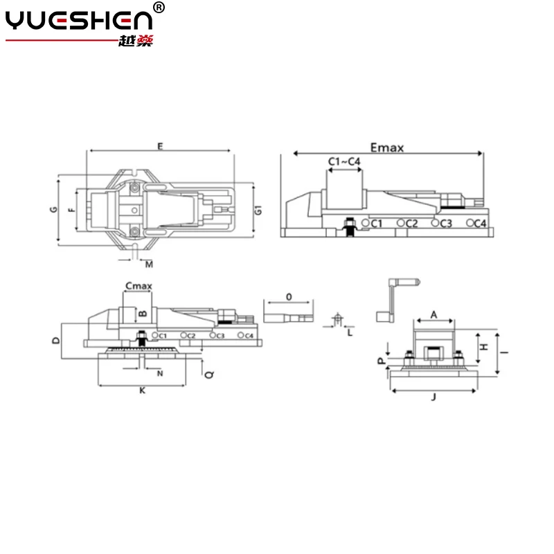 YUESHEN 6 Inch Cnc Flat Pliers Built-In Hydraulic Milling Machine Strong Hydraulic Clamp Vise