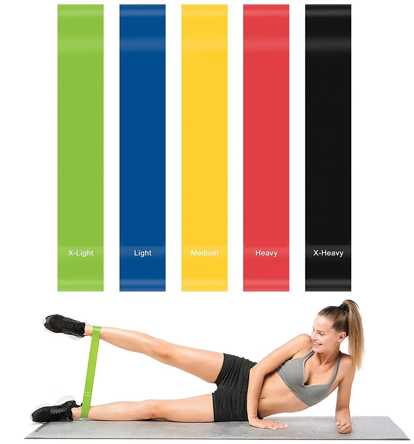 5 pcs 1 set Home Gym Fitness Exercise Elastic Power Heavy Strength Yoga Loop Resistance TPE bands Fitness Bands