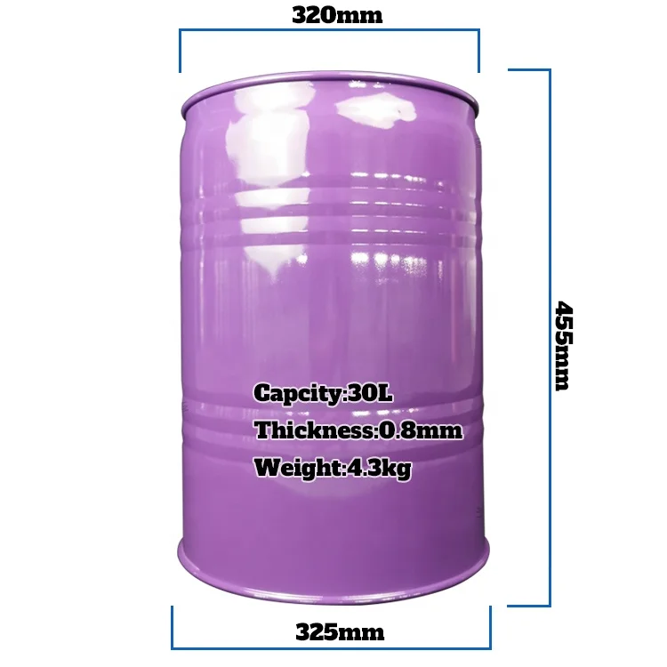 Tight Head Steel Drum Empty Metal Barrel Recyclable 8 Gallon Bucket 30L For Oil With Handles