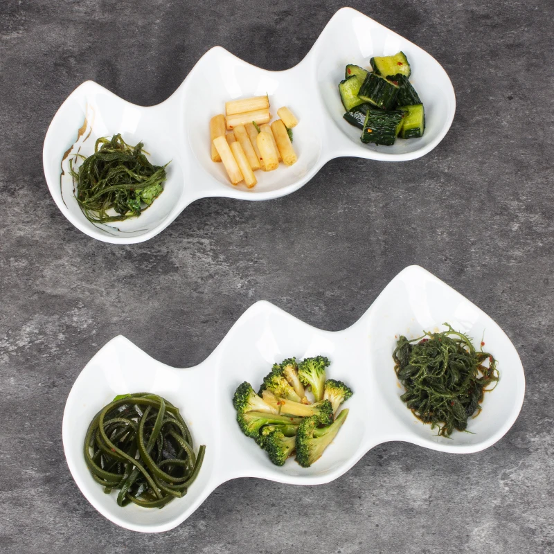 Divided Plates Melamine Dip Bowls Set 3 Compartment Divided Sauce Dishes Serving Platter Appetizer Tray