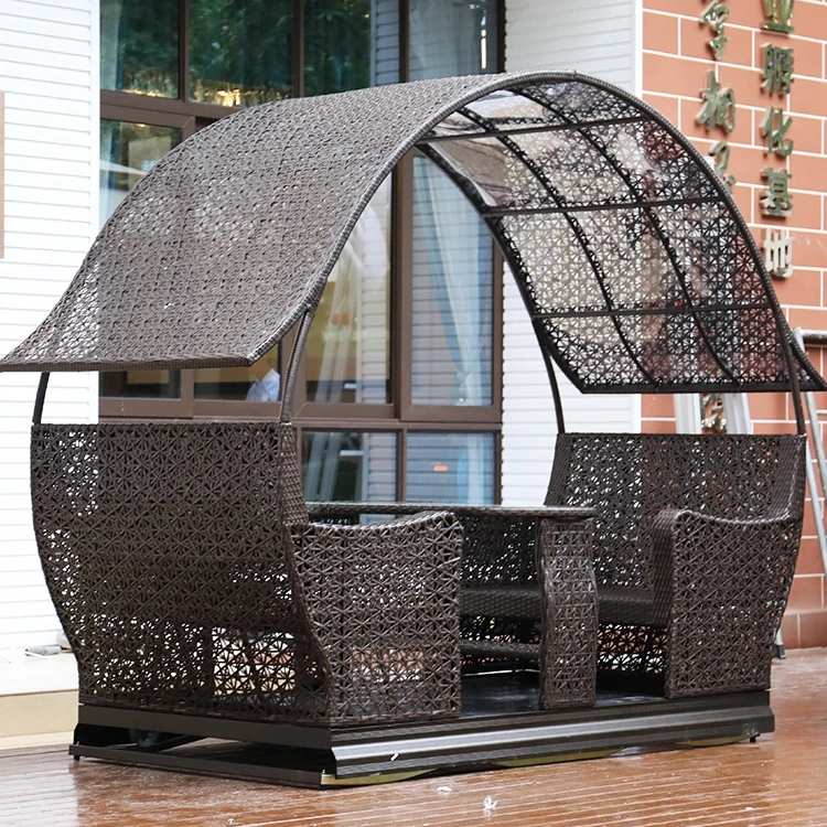 High Quality Cheap Leisure Rattan Chair Sofa Bed Rattan Day Bed Wicker Sun Bed