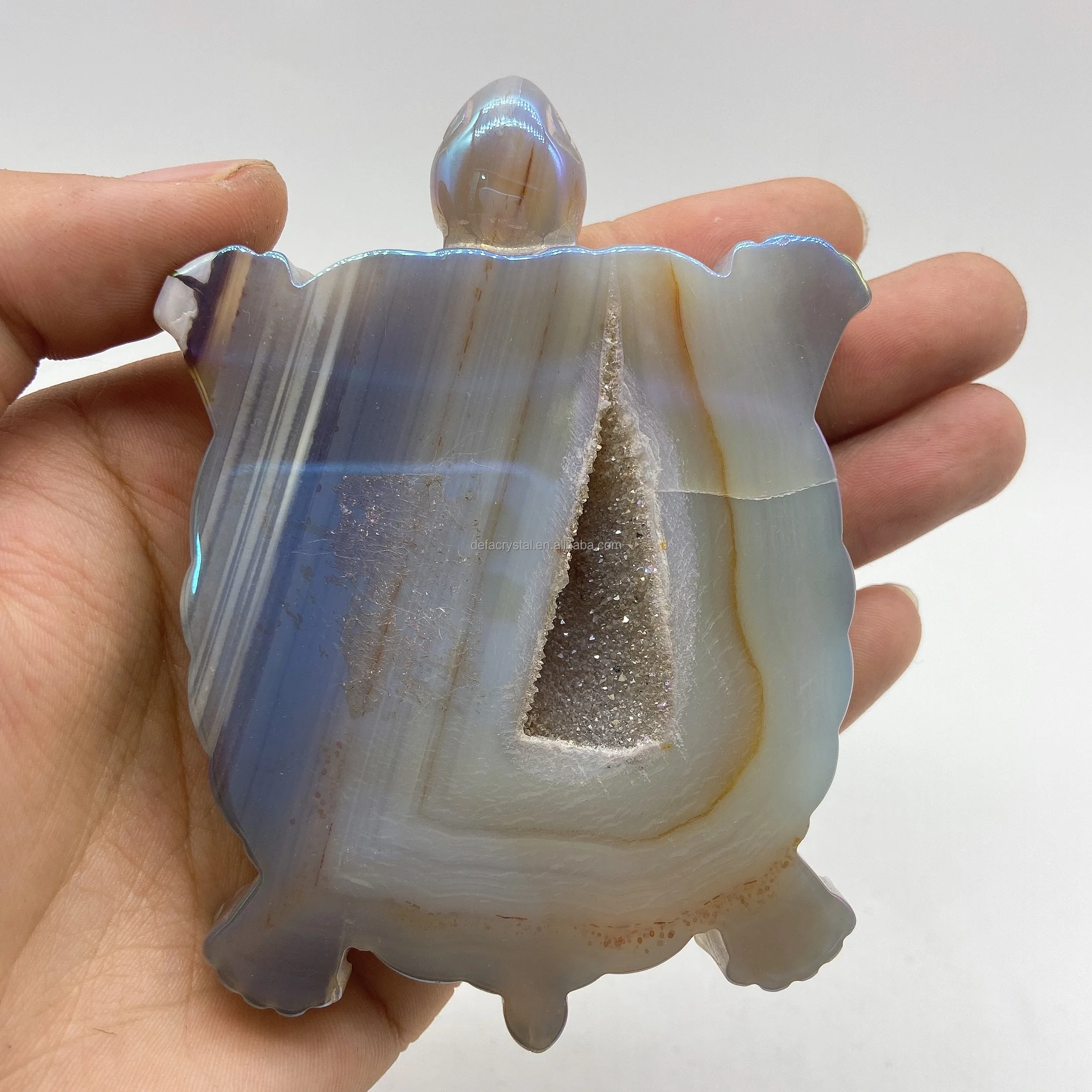Folk Crafts Natural Carved Crystals Healing Stones Angel Aura Crystal Aura Agate Geode Tortoise For Decoration