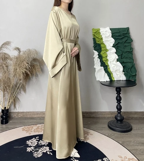 Middle East Turkiye Solid Large Size Multicolor Robe Dress